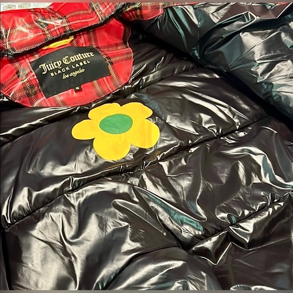 ⚡️SALE⚡️Juicy Couture Black Label Plaid Tartan Patent Puffer Jacket NWOT - Picture 10 of 17